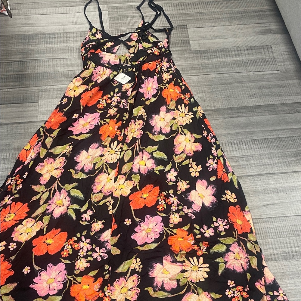 Free People Floral Maxi Dress - Black, Pink, Orange - Picture 10 of 10